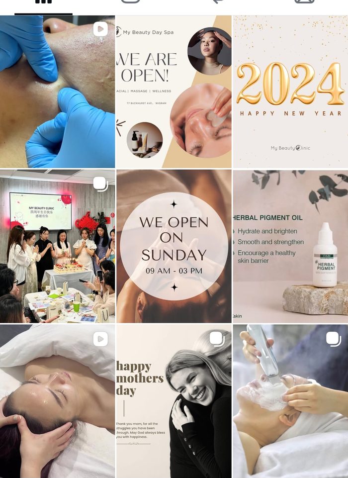 My Beauty Clinic Instagram profile before Social Creatives